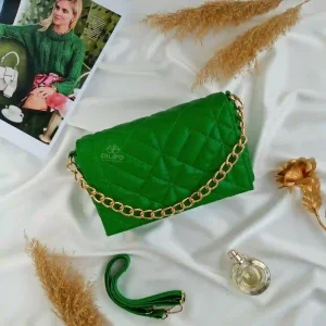 کیف دستی و دوشی زارا با زنجیر فلزی سبز